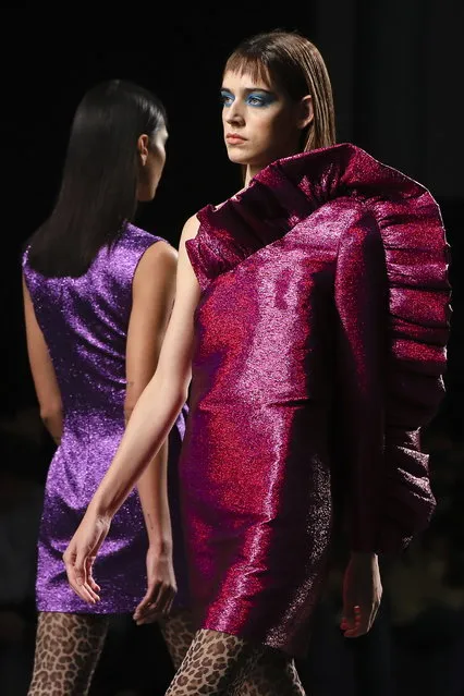 Models present creations by Portuguese designer Nuno Baltazar during the 43rd Portugal Fashion in Porto, Portugal, 20 October 2018. (Photo by Jose Coelho/EPA/EFE)