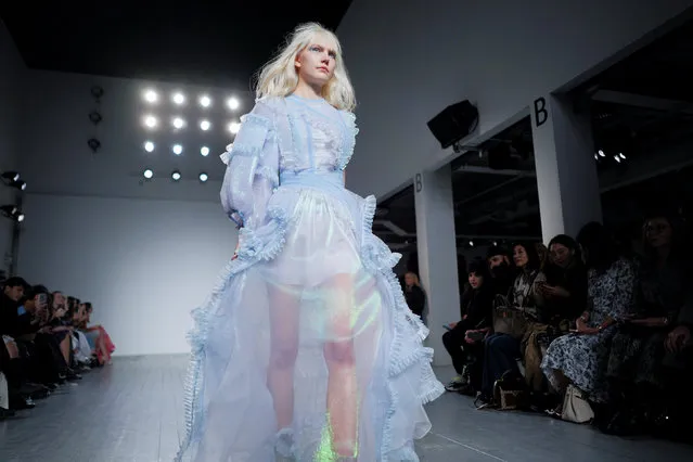A model presents creations during the Bora Aksu show at London Fashion Week Women's A/W19 in London, Britain February 15, 2019. (Photo by Henry Nicholls/Reuters)