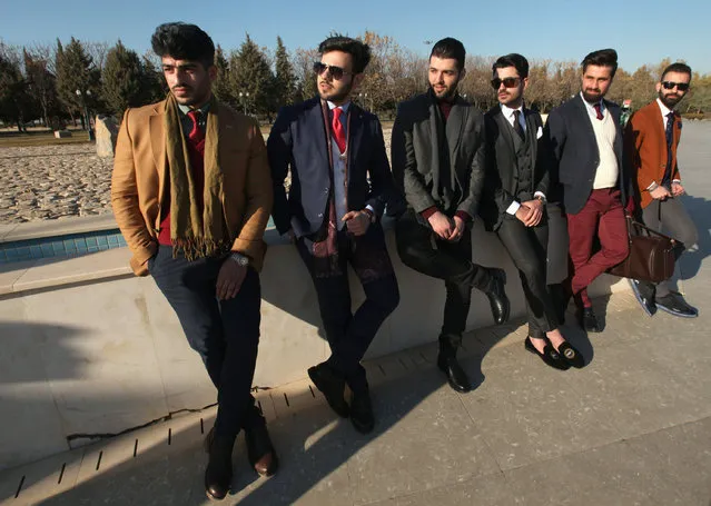 Members of “Mr Erbil”, a group consisting of young fashionable Kurdish men, pose in Erbil, Iraq February 4, 2017. According to its members, Mr Erbil is the first “gentlemen's club” in the region, and members regularly gather for photoshoots wearing outfits to promote the creations of local craftsmen. (Photo by Azad Lashkaril/Reuters)