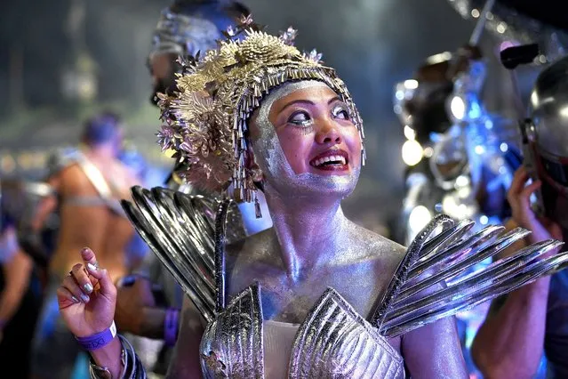 A reveler takes part in the 44th annual Gay and Lesbian Mardi Gras parade at the Sydney Cricket Ground, in Sydney, Australia, 05 March 202​2. (Photo by Bianca de Marchi/EPA/EFE)