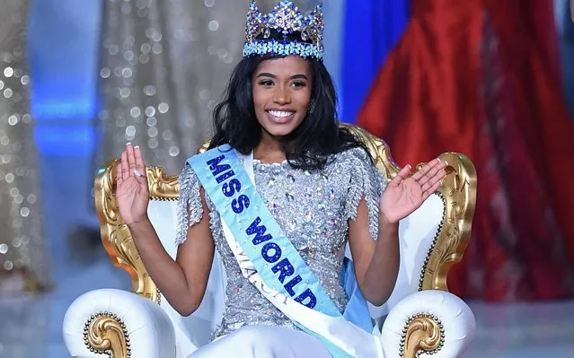 Newly crowned Miss World 2019 Miss Jamaica Toni-Ann Singh smiles during the the Miss World Final 2019 at the Excel arena in east London on December 14, 2019. (Photo by Daniel Leal-Olivas/AFP Photo)