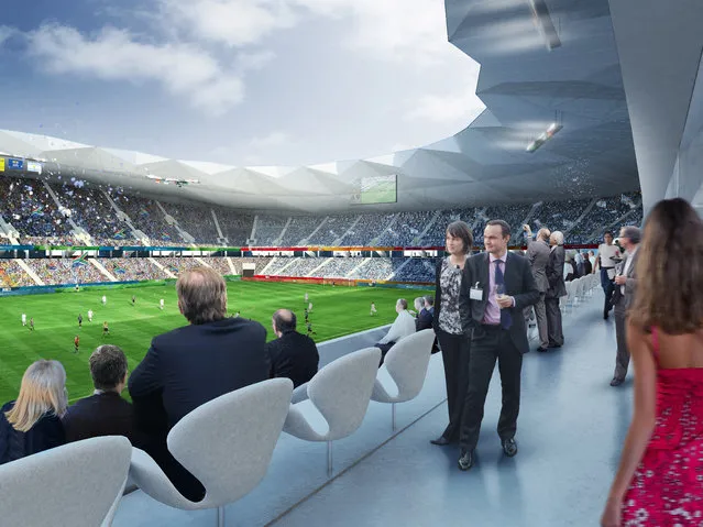 In this handout artists impression provided by the Russia 2018 Organising Commitee, the Volgograd Stadium is shown as proposed and presented as part of the Russia 2018 World Cup bid, on September 29, 2011 in Russia. (Illustration by Russia 2018 via Getty Images)