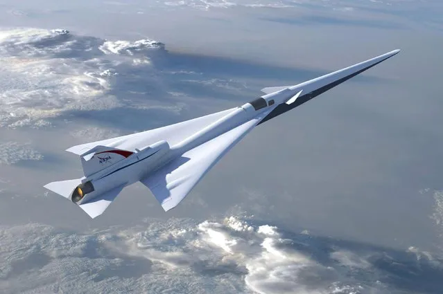 This undated NASA image obtained April 3, 2018 shows an illustration of NASA’s planned Low Boom Flight Demonstration aircraft, otherwise known as an X- plane NASA has inked a deal with Lockheed Martin to develop a supersonic “X- plane” that could break the sound barrier without a sonic boom, officials said April 3, 2018. The $247.5 million contract allows for the design, building and testing of a plane that would make its first test flight in 2021, NASA said. The experimental plane “will cruise at 55,000 feet (16,764 meters) at a speed of about 940 mph (1,513 kph) and create a sound about as loud as a car door closing, 75 Perceived Level decibel (PLdB)”. (Photo by AFP Photo/NASA)