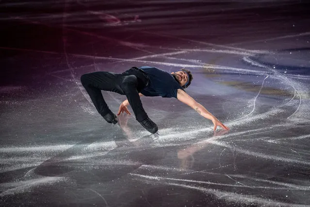 France's Kevin Aymoz performs during the Gala Exhibition event of the ISU World Team Trophy figure skating event in Osaka on April 18, 2021. (Photo by Philip Fong/AFP Photo)