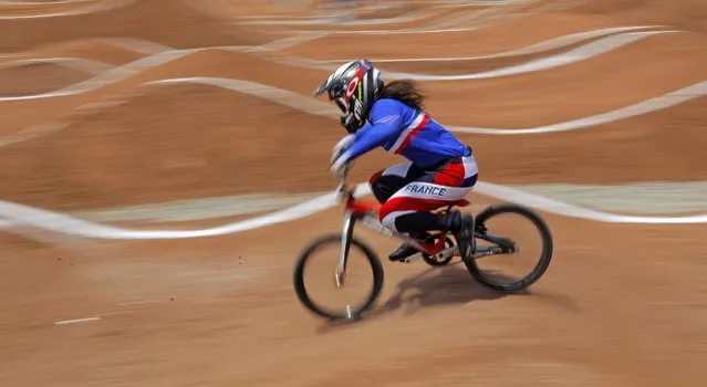 Magalie Pottier of France competes during the BMX  women's competition at the 2015 European Games in Baku, Azerbaijan, Friday, June 26, 2015. (Photo by Dmitry Lovetsky/AP Photo)