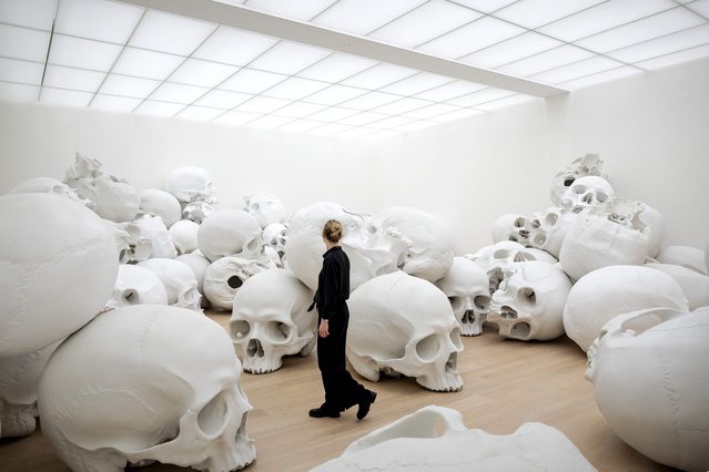 A photo shows the art creation “Mass” by Australian sculptor Ron Mueck on display at the Voorlinden Museum in Wassenaar, on June 28, 2024. (Photo by Robin van Lonkhuijsen/ANP via AFP Photo)