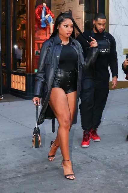 Megan Thee Stallion stops by the Coach Flagship Store in New York on March 9, 2020, amidst ongoing legal drama with her record label, 1501 Certified Entertainment. (Photo by Backgrid USA)
