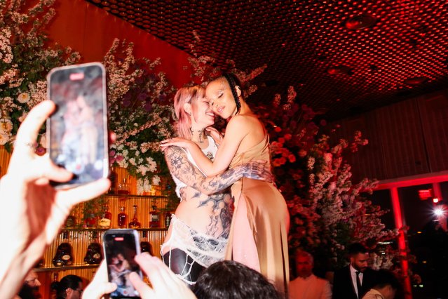 British singer-songwriter and dancer FKA twigs (R) at Boom Met Gala After Party hosted by FKA Twigs in Manhattan, New York on May 6, 2024. (Photo by Yvonne Tnt/BFA.com/Rex Features/Shutterstock)