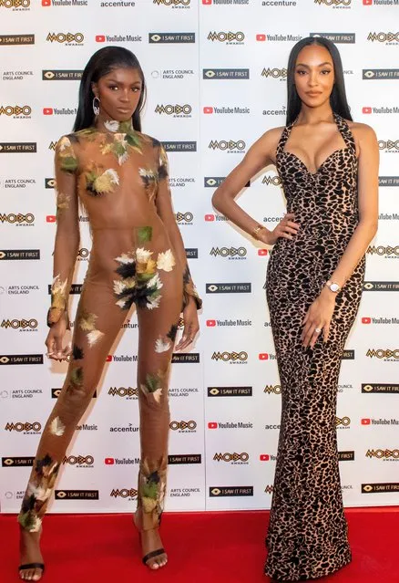 In this image released on December 09, Leomie Anderson and English model and actress Jourdan Dunn attend the 2020 MOBO Awards held at Exhibition London on December 07, 2020 in London, England. The MOBO Awards will be live-streamed on YouTube at 7pm and broadcast on BBC One at 10.45pm. (Photo by Michael Tubes/MOBO Organisation/Rex Features/Shutterstock)