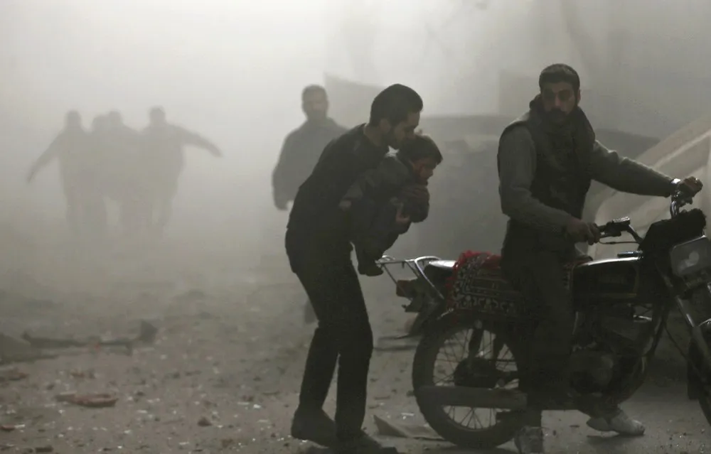 Syrian Airstrike on a Rebel-held Suburb of Damascus