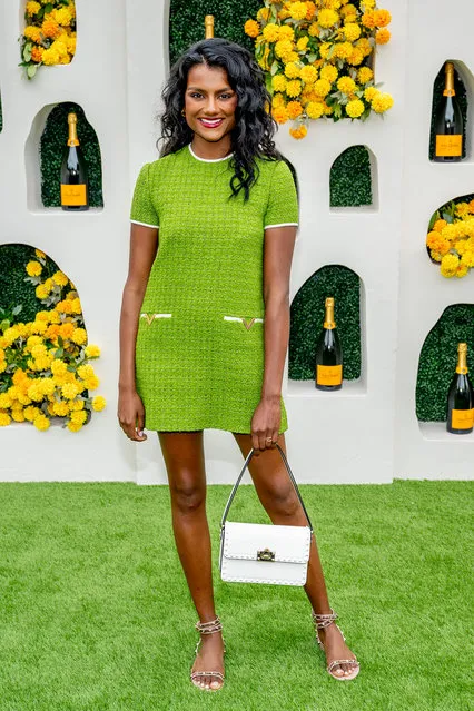 British actress Simone Ashley attends the 2023 Veuve Clicquot Polo Classic at Liberty State Park on June 03, 2023 in Jersey City, New Jersey. (Photo by Roy Rochlin/Getty Images)