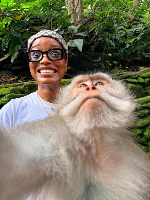 American actress Keke Palmer gets her phone stolen by a monkey in the second decade of December 2025. (Photo by keke/Instagram)