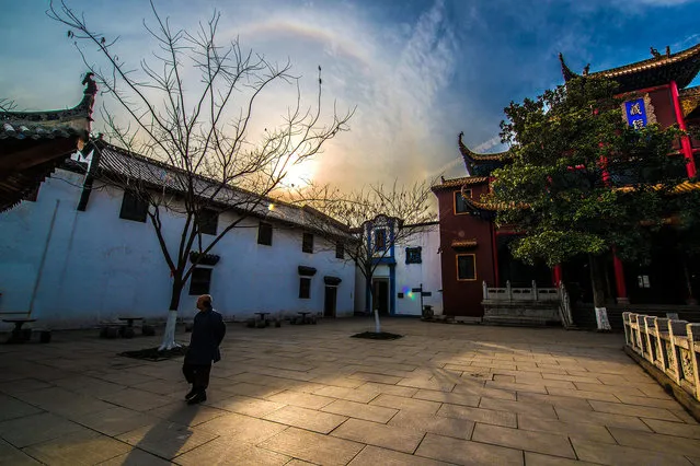 A Solar Halo is seen in China, on January 27, 2016. (Photo by Imaginechina /Splash News)