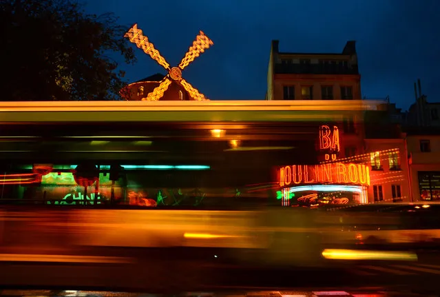 A picture taken on November 22, 2013 of the Moulin Rouge Cabaret at the Pigalle district area in Paris. (Photo by Franck Fife/AFP Photo)