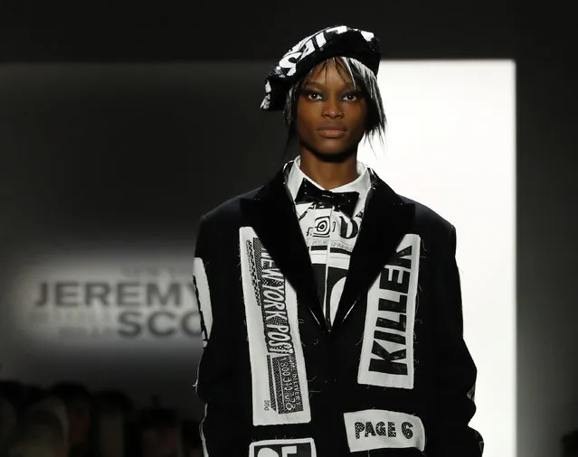 A model walks down the runway to present a creation by Jeremy Scott during New York Fashion Week in New York, New York, USA, 08 February 2019. (Photo by Jason Szenes/EPA/EFE)