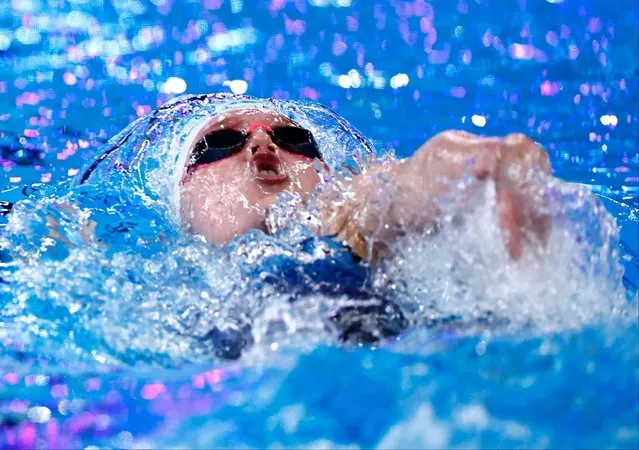 Claire Curzan of Team United States competes in the Women's 100m Backstroke Semifinals on day eleven of the Doha 2024 World Aquatics Championships at Aspire Dome on February 12, 2024 in Doha, Qatar. (Photo by Clodagh Kilcoyne/Reuters)