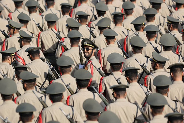 Iranian armed forces members march during the annual military parade in Tehran on September 21, 2024. (Photo by Majid Asgaripour/WANA via Reuters)