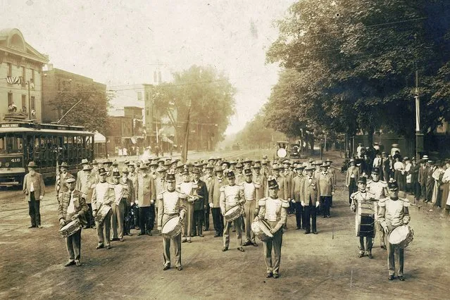 In this July 4, 1910 photo made available by the Library of Congress, United Confederate Veterans from the Civil War march with drummers down a street in Petersburg, Va. On July 4, 1776, the Continental Congress formally endorsed the Declaration of Independence. Celebrations began within days: parades and public readings, bonfires and candles and the firing of 13 musket rounds, one for each of the original states. Nearly a century passed before the country officially named its founding a holiday. (Photo by Library of Congress via AP Photo)