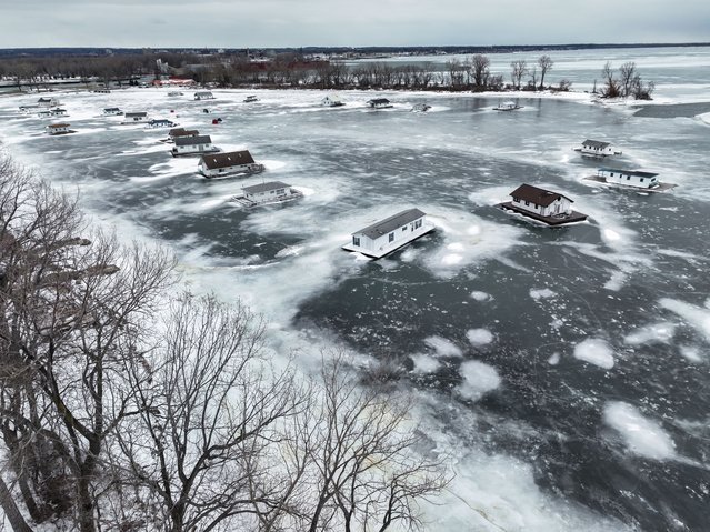 A view of the Lake Erie as it has hit a new recorded high for ice coverage this 2024-2025 season, now at an impressive 86.33%, on January 29, 2025 in New York, United States. (Photo by Lokman Vural Elibol/Anadolu via Getty Images)