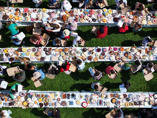 1387 cakes counted during the massive cake picnic at the Legion Of Honor as hundreds of people attended in San Francisco, California, United States on March 29, 2025. Cake Picnic is a gathering for the love of cake and celebrates cake in all of its forms as brings communities and friends together for the sole purpose of breaking cake and enjoying the following butter and sugar highs. (Photo by Tayfun Coskun/Anadolu via Getty Images)