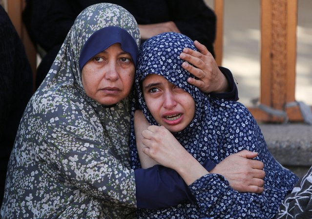 Women react following the death of Palestinians, in what the Gaza health ministry say was Israeli fire near a distribution site in Rafah, at Nasser hospital in Khan Younis, in the southern Gaza Strip, on June 3, 2025. (Photo by Hatem Khaled/Reuters)