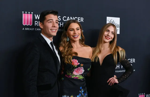Manolo Gonzalez Vergara, Sofia Vergara and Claudia Vergara attend The Women's Cancer Research Fund's An Unforgettable Evening  Benefit Gala - Arrivals at the Beverly Wilshire Four Seasons Hotel on February 27, 2018 in Beverly Hills, California. (Photo by Presley Ann/Patrick McMullan via Getty Images)