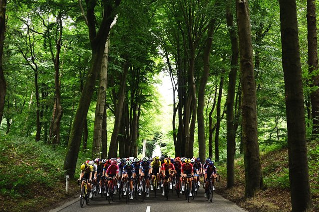 A general view of the peloton passing through a landscape during the 27th Simac Ladies Tour 2025, Stage 2 a 124.5km stage from Gennep to Gennep / #UCIWWT / on September 03, 2025 in Gennep, Netherlands. (Photo by Luc Claessen/Getty Images)