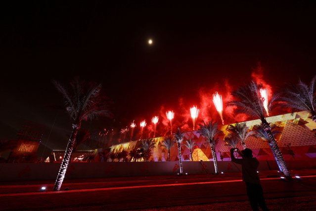 Fireworks explode during the opening ceremony of the Grand Egyptian Museum (GEM), near the Giza pyramid complex, in Giza, Egypt, on November 1, 2025. (Photo by Mohamed Abd El Ghany/Reuters)