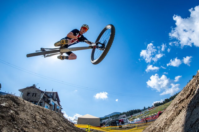 Nico Konecny from USA in action during the Cross Country training session at the UCI Mountain Bike World Championships in Pal Arinsal, Andorra, 28 August 2024. (Photo by Maxime Schmid/EPA)
