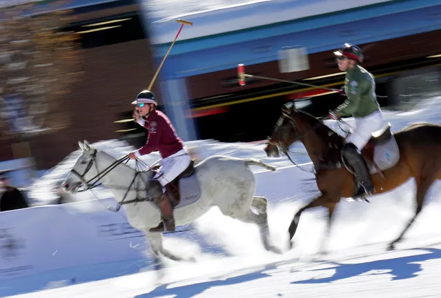 Flexjets takes on the U.S. Polo Association at the Aspen World Snow Polo Championship at Rio Grande Park on Sunday, December 18, 2016, in Aspen, Colo. (Photo by Louie Traub/AP Images for Flexjet)
