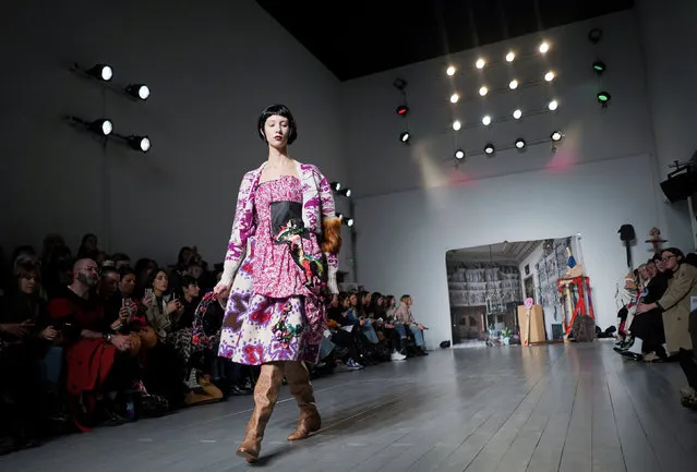 A model presents a creation during the Matty Bovan show during London Fashion Week Women's A/W19 in London, Britain February 15, 2019. (Photo by Henry Nicholls/Reuters)
