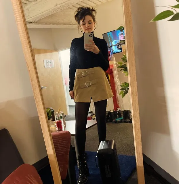 American singer and actress Selena Gomez in the first decade of March 2024 takes a mirror selfie to showcase her outfit. (Photo by selenagomez/Instagram)