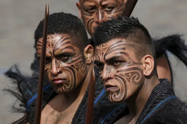 Maori warriors from New Zealand take part in the traditional Bastille Day military parade on the Champs Elysees in Paris, France, July 14, 2016. (Photo by Benoit Tessier/Reuters)