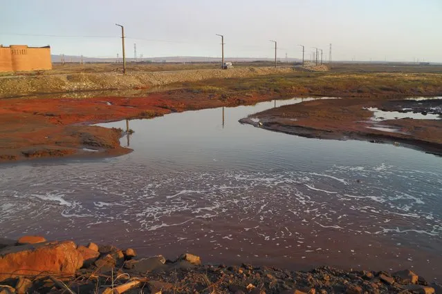 This handout photo provided by Vasiliy Ryabinin shows oil spill outside Norilsk, 2,900 kilometers (1,800 miles) northeast of Moscow, Russia, Friday, May 29, 2020. Russian authorities have charged Vyacheslav Starostin, the director of an Arctic power plant that leaked 20,000 tons of diesel fuel into the ecologically fragile region on May 29, 2020, with violating environmental regulations.  An investigation is ongoing Monday June 8, 2020, into the alleged crime, that could bring five years in prison if Starostin is found guilty. (Photo by Vasiliy Ryabinin via AP Photo)