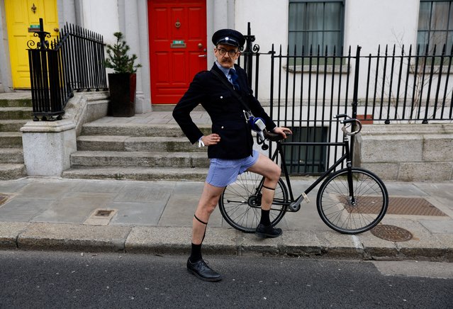 A reveller poses ahead of the St. Patrick's Day parade in Dublin, on March 17, 2025. (Photo by Clodagh Kilcoyne/Reuters)