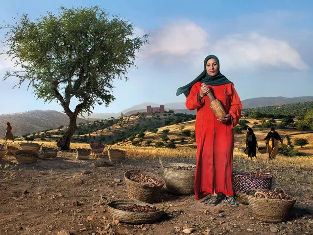 “Argan Oil Paladine”. Nadia Fatmi president of the Tighanimine women’s cooperative (a Slow Food Presidium), she is the guardian of the argan tree, which is similar to the olive but grows only on the southern coast of Morocco. From it a rare oil is obtained which has remarkable therapeutic properties and is an excellent condiment. (Photo by Steve McCurry/2015 Lavazza Calendar)