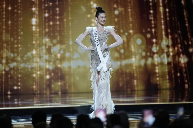 Miss Canada Amelia Tu competes in the evening gown competition during the preliminary round of the 71st Miss Universe Beauty Pageant in New Orleans, Wednesday, January 11, 2023. (Photo by Gerald Herbert/AP Photo)