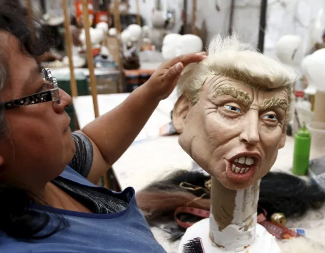 An employee works on a mask of Republican presidential candidate Donald Trump at Grupo Rev in the Mexican city of Cuernavaca near Mexico City, October 14, 2015. (Photo by Henry Romero/Reuters)