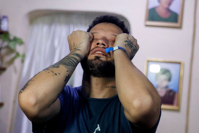 Arturo Suarez, who was held for months in an El Salvador prison after the U.S. alleged he was a member of the Tren de Aragua gang, reacts after his release, in Caracas, Venezuela on July 22, 2025. (Photo by Leonardo Fernandez Viloria/Reuters)