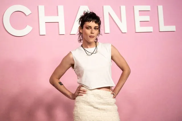American actress Kristen Stewart poses for a photo before attending the 2022/23 Métiers d'art Chanel – Dakar Show in Tokyo on June 1, 2023. (Photo by Philip Fong/AFP Photo)