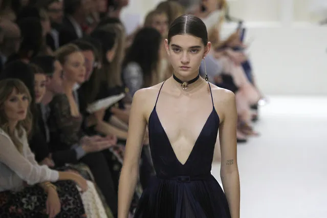 A model wears a creation for Dior Haute Couture Fall-Winter 2018/2019 fashion collection presented Monday, July 2, 2018 at the Rodin museum in Paris. (Photo by Francois Mori/AP Photo)