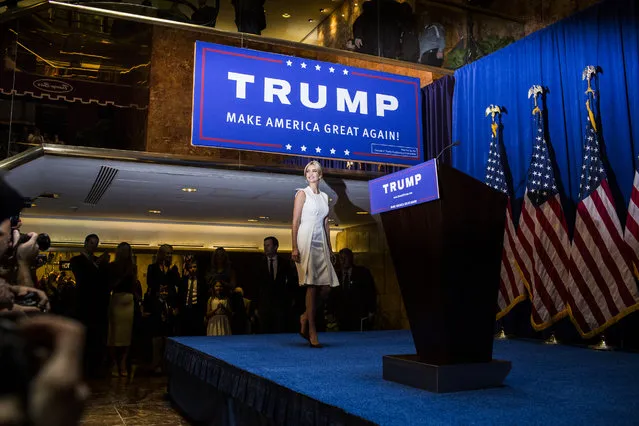 Ivanka Trump arrives to a press event where her father, business mogul Donald Trump, announced his candidacy for the U.S. presidency at Trump Tower on June 16, 2015 in New York City. Trump is the 12th Republican who has announced running for the White House. (Photo by Christopher Gregory/Getty Images)