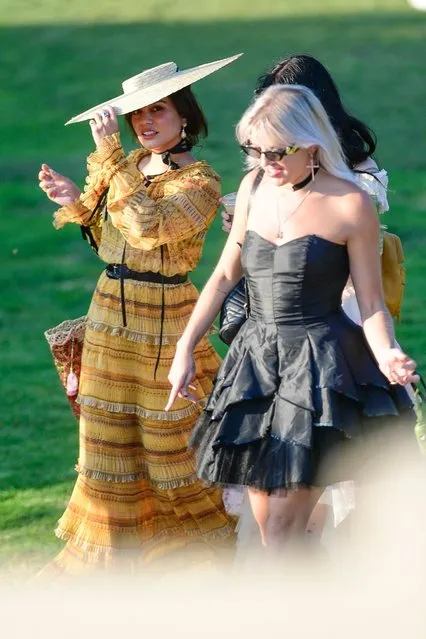 American actress Vanessa Hudgens (L) has fun with BFF GG Magree and a bunch of friends during a party in the park with their pets in Los Angeles, CA. on June 3, 2021. (Photo by Backgrid USA)