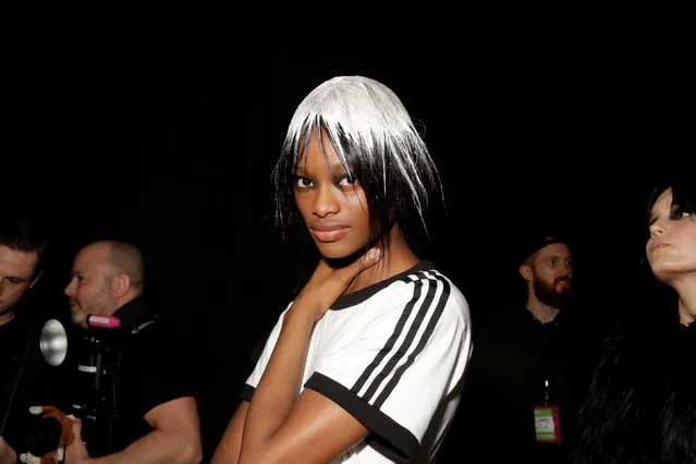 A model poses for the camera at the backstage of the Jeremy Scott show during New York Fashion Week in New York, U.S., February 8, 2019. (Photo by Gaia Squarci/Reuters)