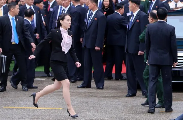 Kim Yo Jong, sister of Kim Jong Un, runs after they arrive at the border town of Dong Dang, Vietnam, February 26, 2019. (Photo by Reuters/Stringer)