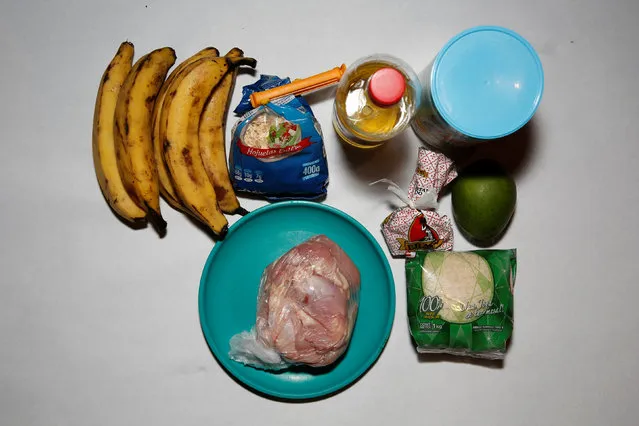 All the food available in the house of Alida Gonzalez and his family, is pictured at their home in Caracas, Venezuela April 15, 2016. (Photo by Carlos Garcia Rawlins/Reuters)
