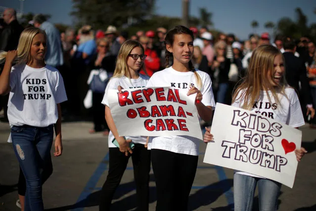 Supporters arrive to hear Republican U.S. presidential candidate Donald Trump speak at a campaign rally in Costa Mesa, California, U.S., April 28, 2016. (Photo by Lucy Nicholson/Reuters)