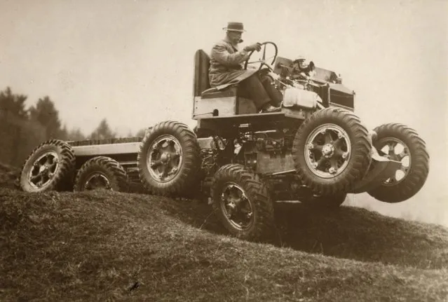 A car with five axles and ten wheels which is able to run through ditches of a metre deep and almost two metres wide, and down slopes of degrees with a speed of 65 km per hour. Date: 1936. (Photo by Mary Evans Picture Library/Caters News)