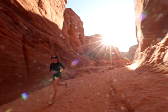 Runners compete during the Antelope Canyon X Half Marathon  on April 21, 2024 in Page, Arizona. (Photo by Ezra Shaw/Getty Images)