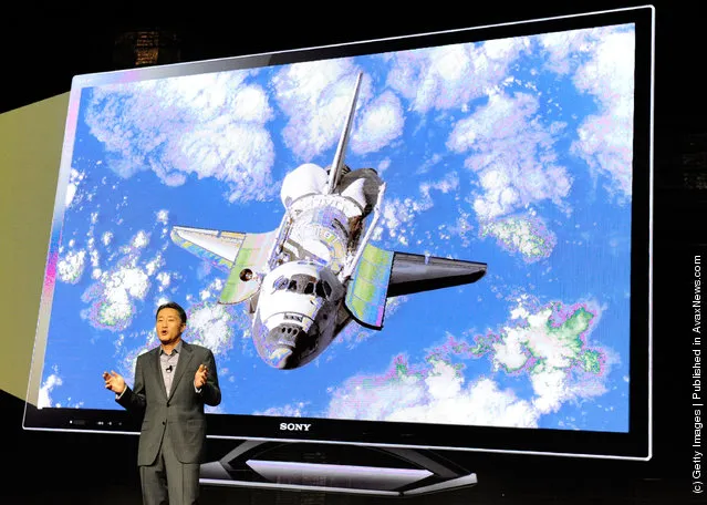 Sony Corp. Executive Deputy President Kazuo Hirai demonstrates Sony's X-Reality picture processing engine during a Sony press event at the Las Vegas Convention Center for the 2012 International Consumer Electronics Show